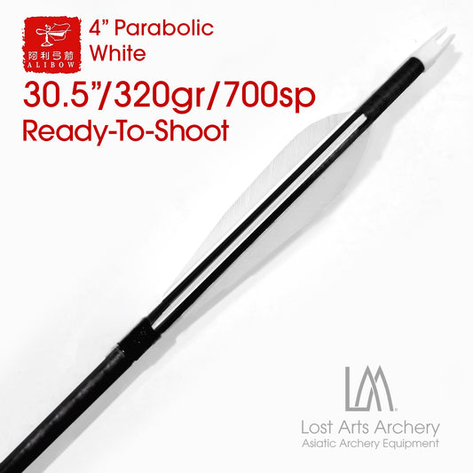 Ali Bow Ready-To-Shoot Carbon Arrows 700 spine - White 4" Parabolic