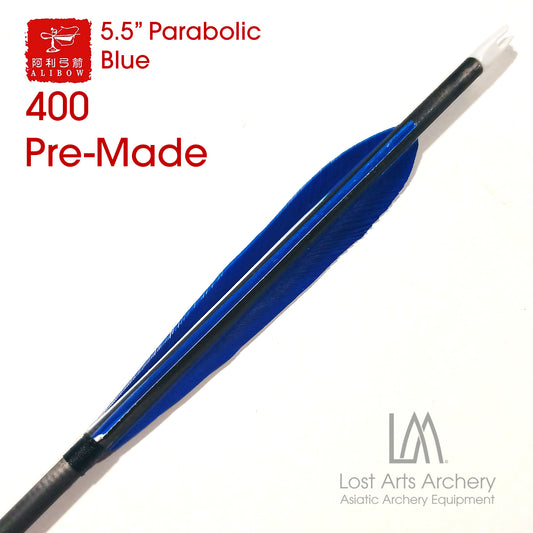 Ali Bow Pre-Made Carbon Arrows 400 spine - Blue 5.5" Parabolic