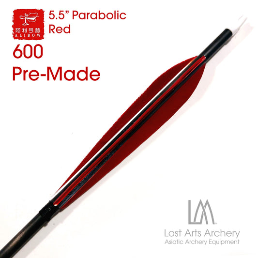 Ali Bow Pre-Made Carbon Arrows 600 spine - Red 5.5" Parabolic