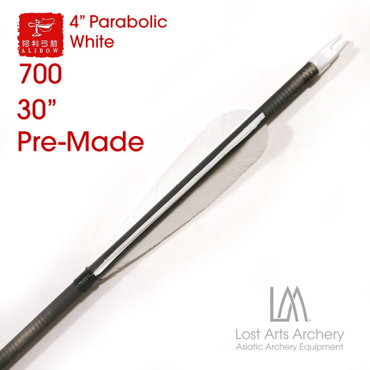 Ali Bow Pre-Made 30" Carbon Arrows 700 spine - White 4" Parabolic