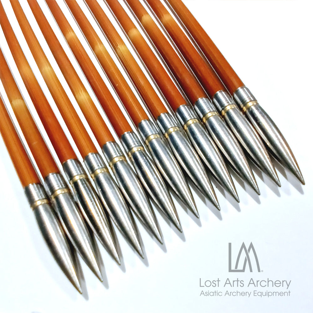 Ali Bow Carbon Bamboo Pattern Arrows 400 spine - Yellow Striped 5.5" Parabolic