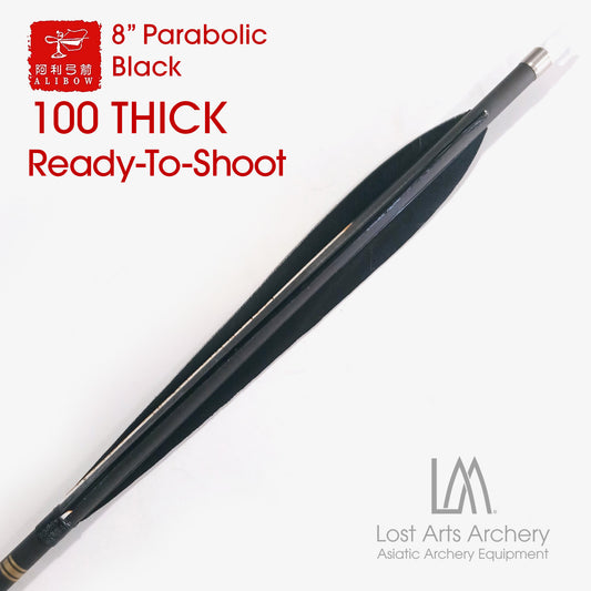 Ali Bow Ready-To-Shoot Carbon Arrows 100 spine Heavy Shaft - Black 8" Manchu Cut