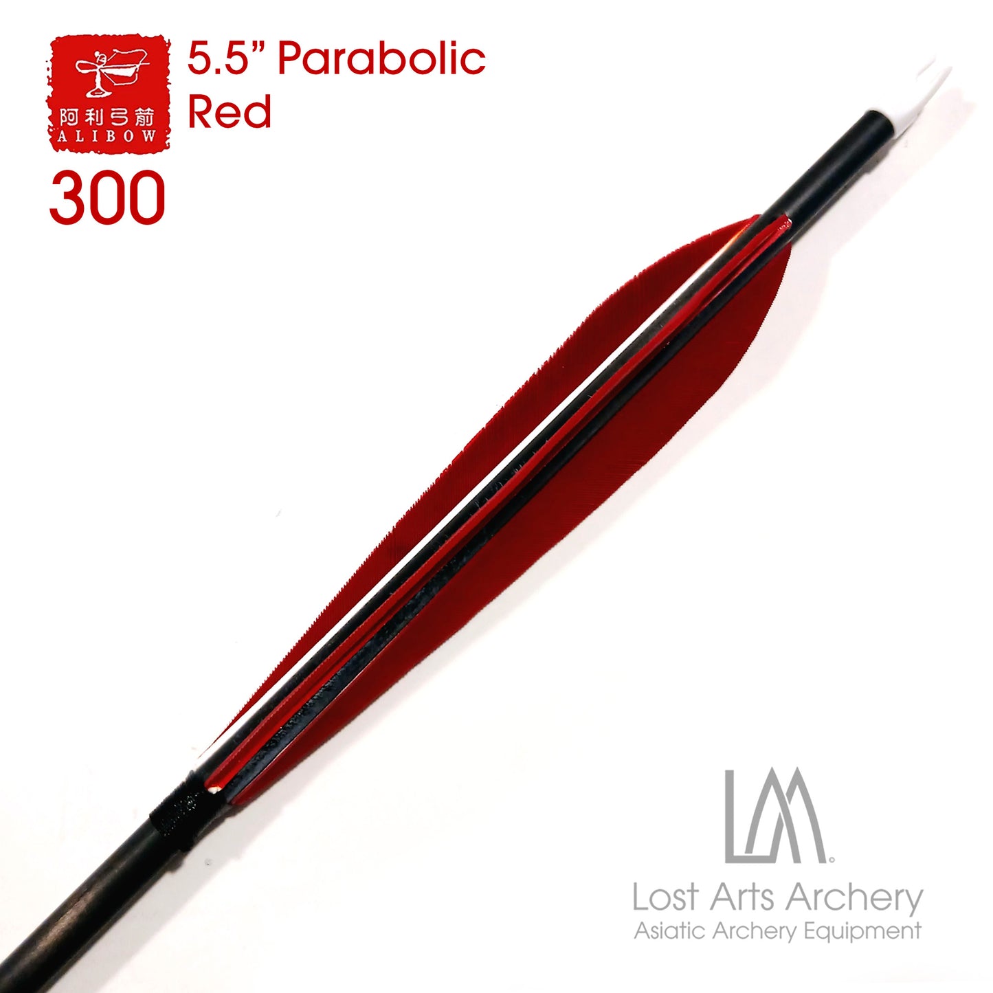 Ali Bow Carbon Arrows 300 spine - Red 5.5" Parabolic Cut