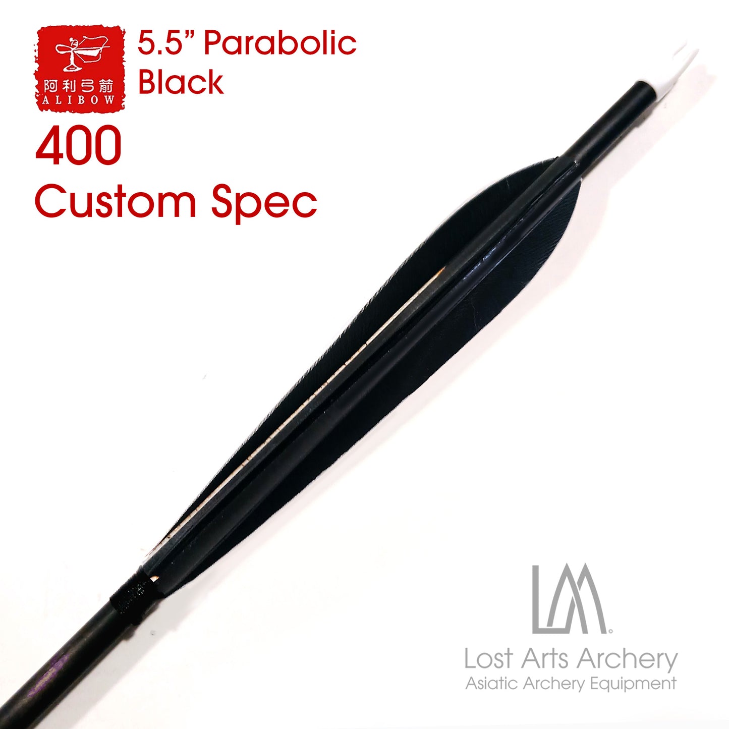 Ali Bow Carbon Arrows 400 spine - Black 5.5" Parabolic