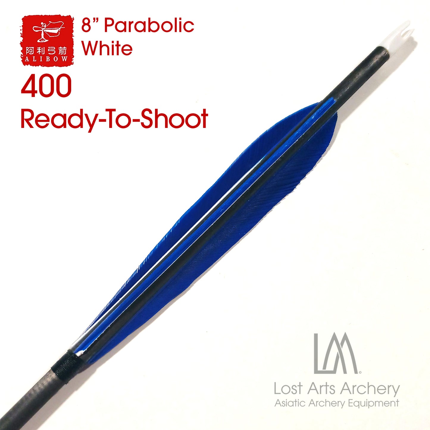 Ali Bow Pre-Made Carbon Arrows 400 spine - Blue 5.5" Parabolic
