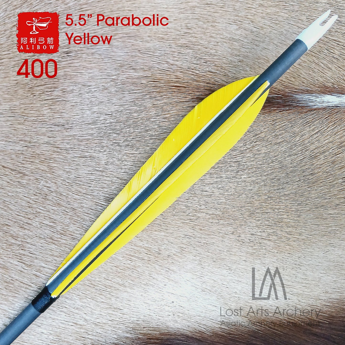 Ali Bow Carbon Arrows 400 spine - Yellow 5.5" Parabolic