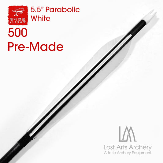 Ali Bow Pre-Made Carbon Arrows 500 spine - White 5.5" Parabolic
