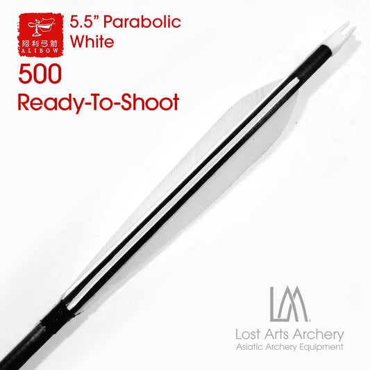 Ali Bow Ready-To-Shoot Carbon Arrows 500 spine - White 5.5" Parabolic