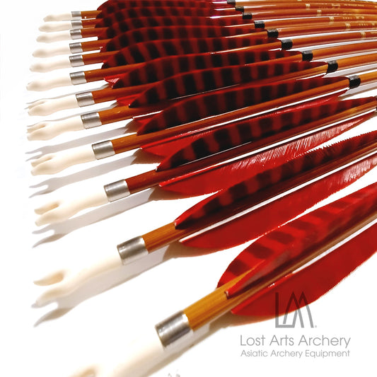 Ali Bow Carbon Bamboo Pattern Arrows MEDIUM - Red Striped 5.5" Parabolic