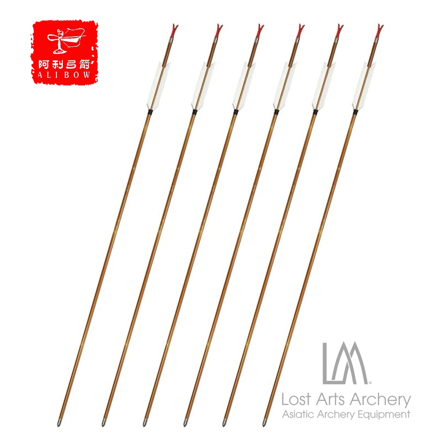 12pk Ready-To-Shoot Bamboo Pattern Carbon Arrows for Horseback Archery