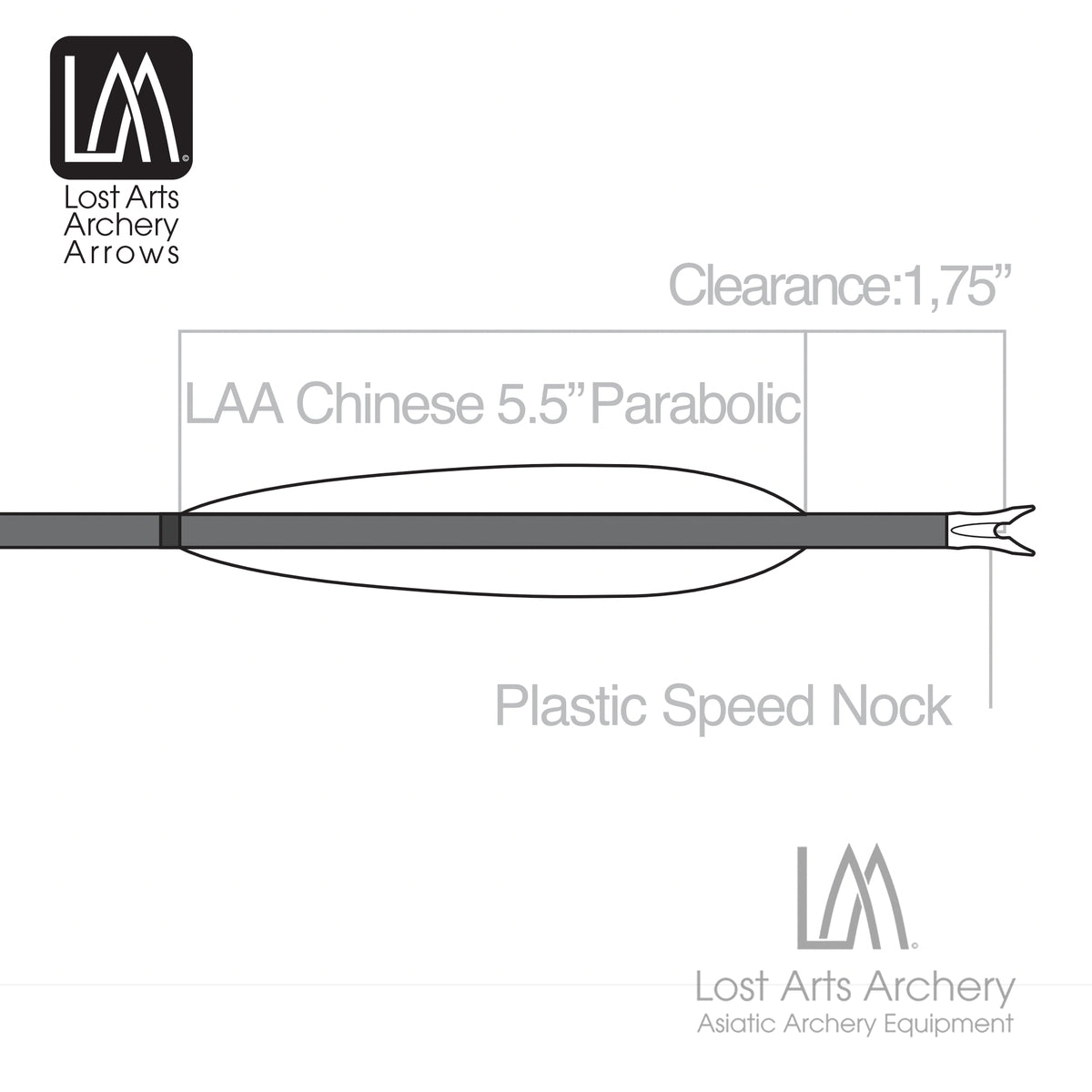 LAA Chinese Arrows 500 Spine - Natural - 6pk