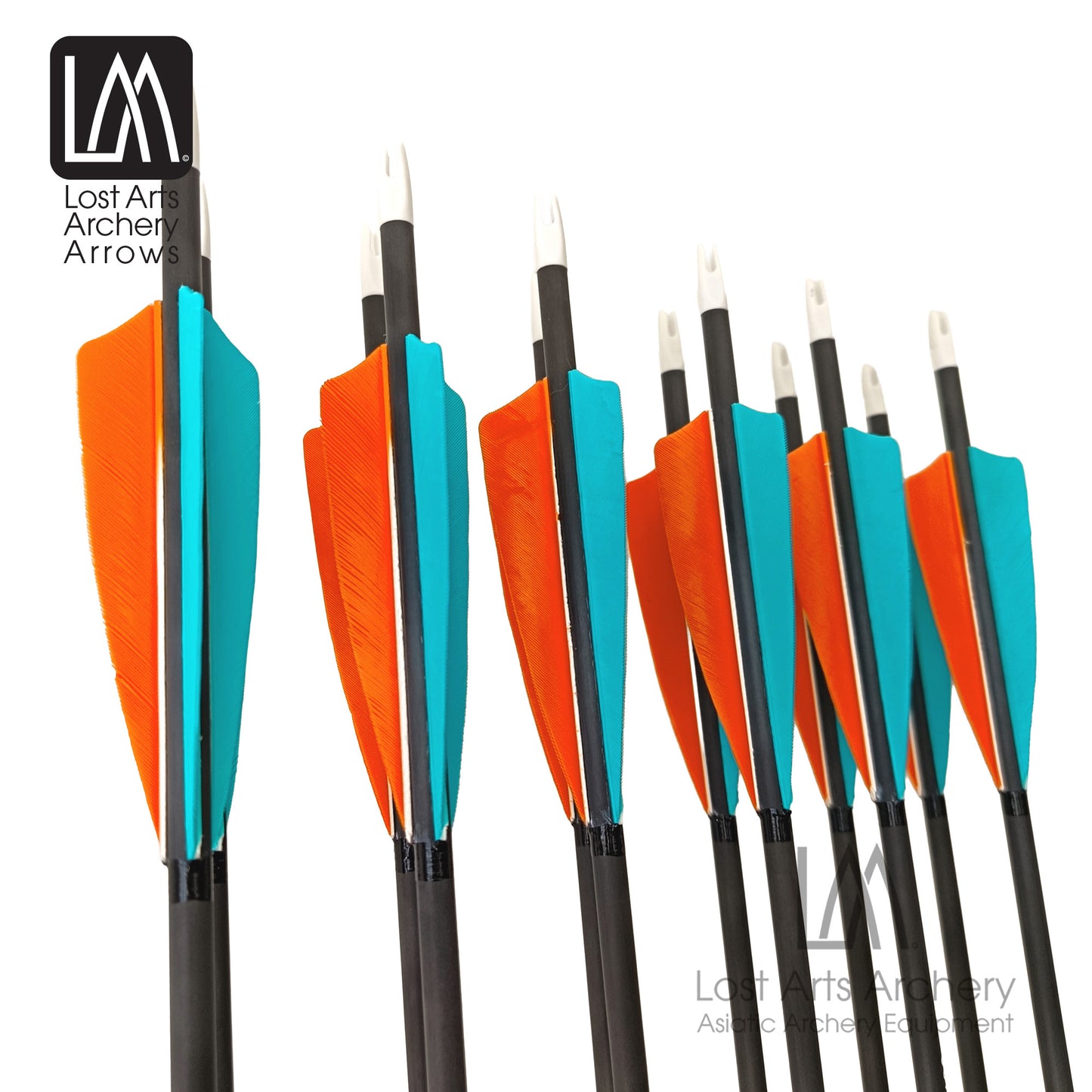 LAA Arrows 400 spine - 4" Shield Cut - Teal and Orange - 6pk