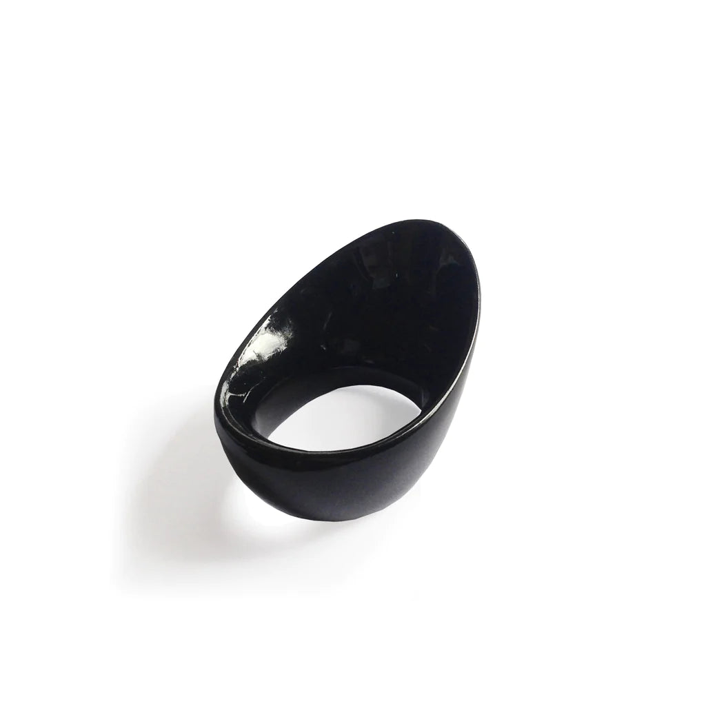 Lotus II Black Thumb Ring